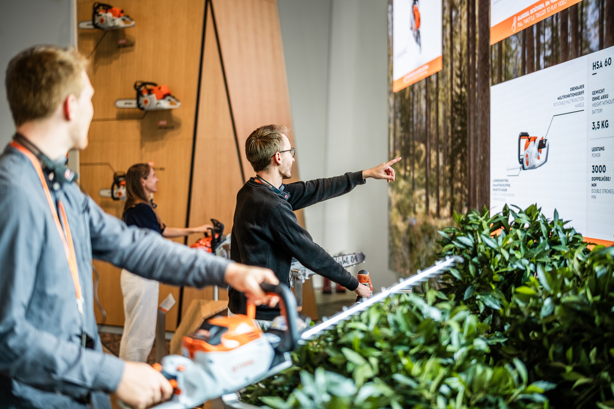 Man testing hedge trimmer in the STIHL Brand World